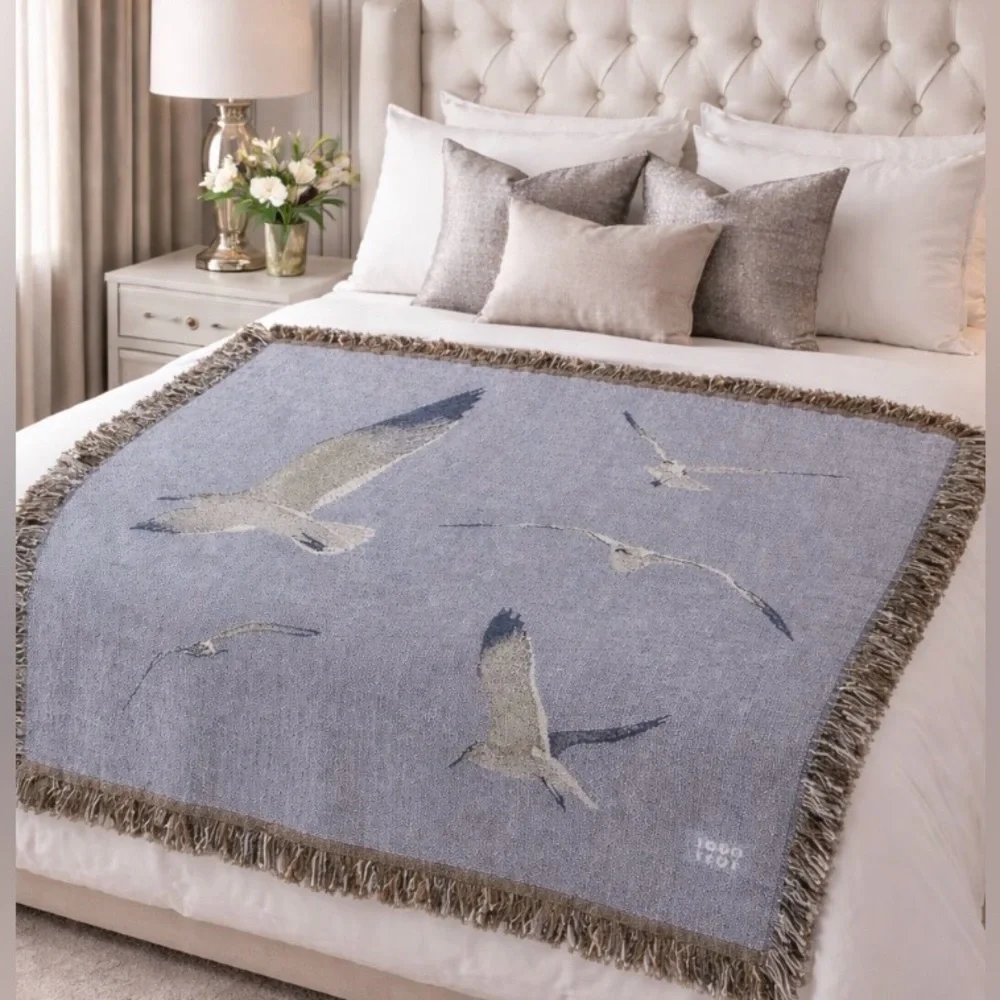 Taylor Swift 1989 Taylor’s Version Blue Seagull Woven Blanket Swifties VGC RARE